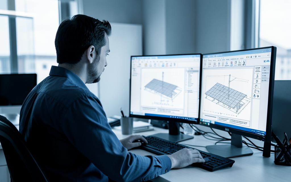 QA reports being reviewed on screen in a project office